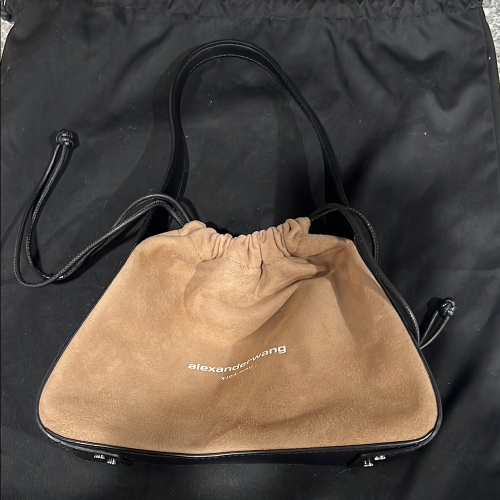 Alexander Wang Tan Suede Drawstring Bag